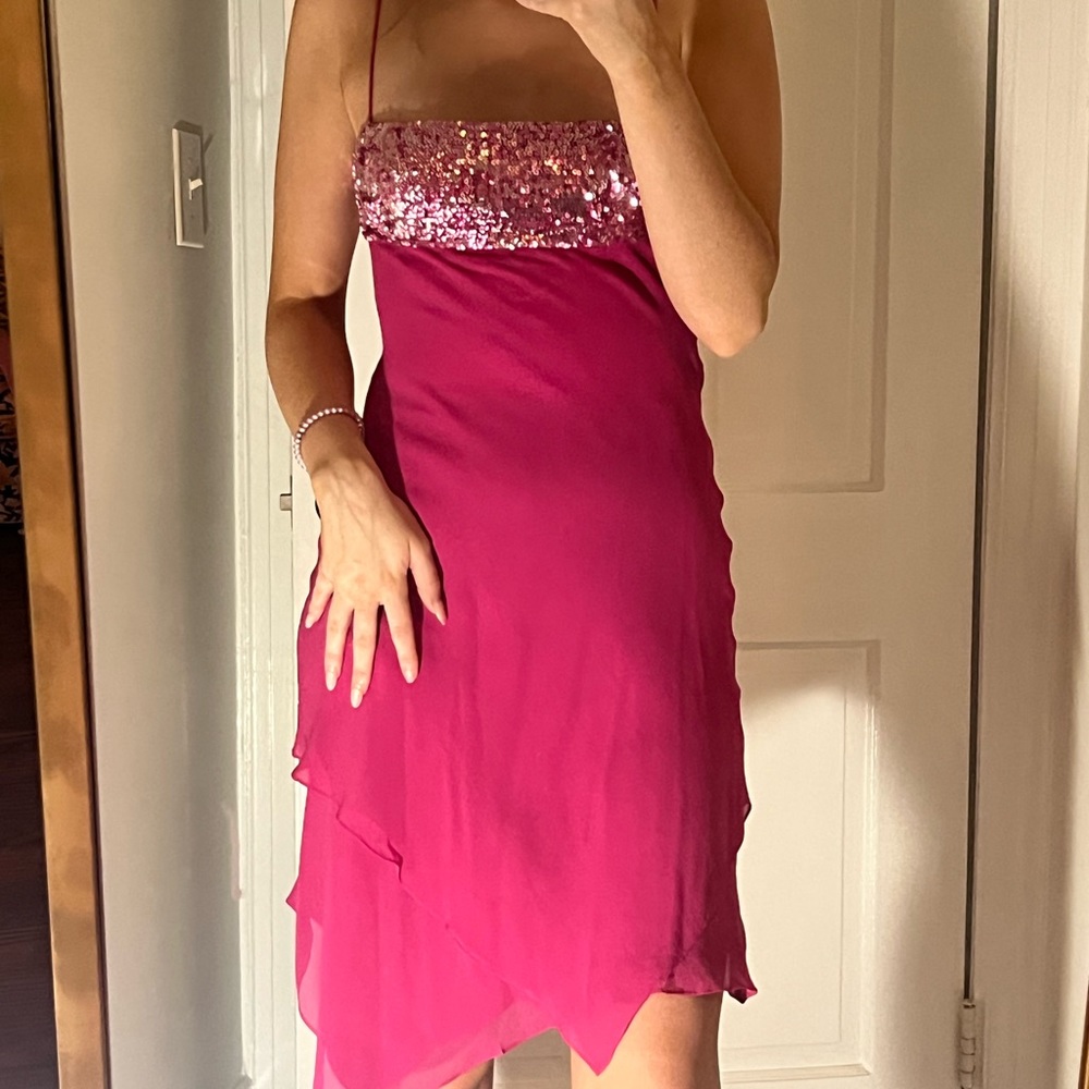 BCBG MAXAZRIA
Pink and Silver Midi
Dress